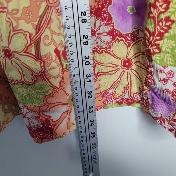 Vintage y2k 90s red orange groovy hippie flower print pull on maxi full skirt L - Picture 6 of 6